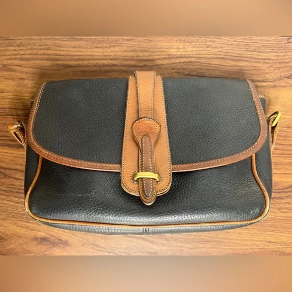 Vintage DOONEY & BOURKE Black All Weather Leather Purse Bag Equestrian NO STRAP - Picture 3 of 10